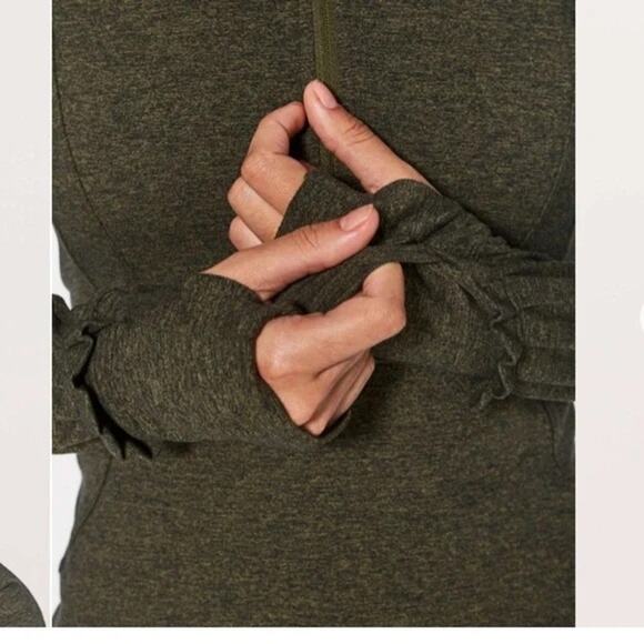 Lululemon Extra Mile 1/2 Zip Heathered Utilitarian/Black Size 8 Funnel Neck - Picture 16 of 16